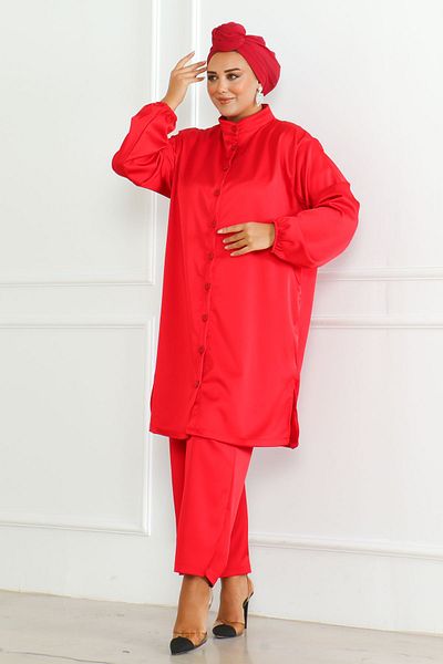 MAY MARA Marime Plus - Set de pantaloni cu guler și tunică cu fante
