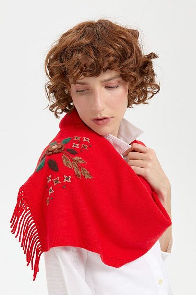 Desen Triko Daisy Embroidered Women's Camisole - Tassels and Coral