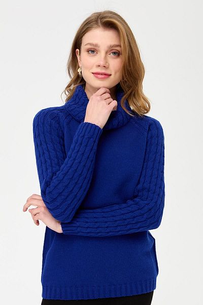 Desen Triko Pulover de lână tricotat de păr Degaje, cu mâneci și guler, K.S.Blue