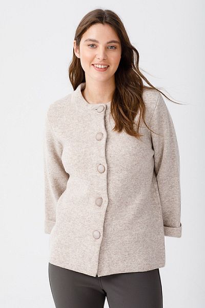 Desen Triko Γυναικείο μπουφάν με γιακά V. Beige