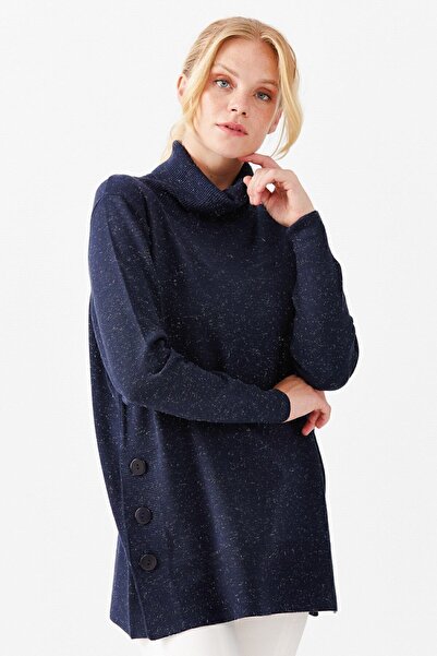 Desen Triko 22362 Φούστα Tll με λεπτομέρεια με κουμπιά ασημί γιακά Degaje