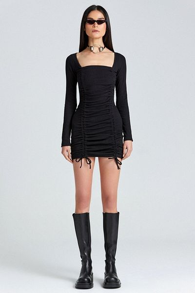 boutiquen 1476 Rochie din velur adunat din dantelă