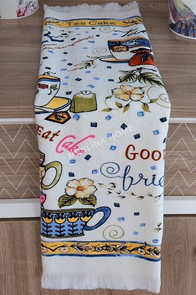 Meslina Home 40x60 Cm Prosop de bucatarie cu imprimeu cu flori si cana - Pânză de uscare, prosoape pentru mâini și față