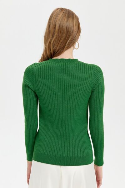 Desen Triko Γυναικείο πουλόβερ χωρίς ραφή με σχέδιο με λαιμόκοψη - K.Yosun