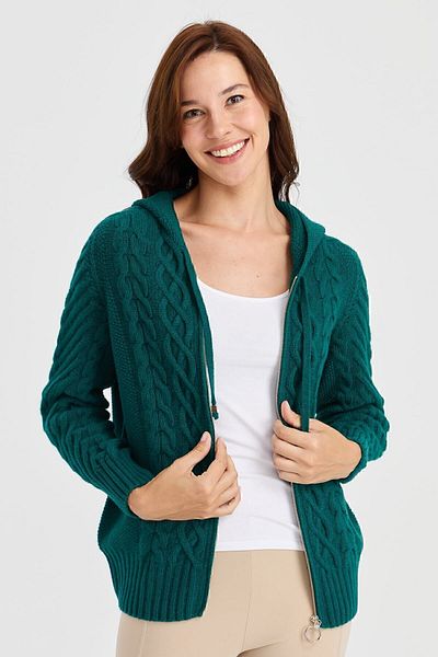Desen Triko Cardigan din lână împletită din dantelă de păr cu glugă K.Ö.başı