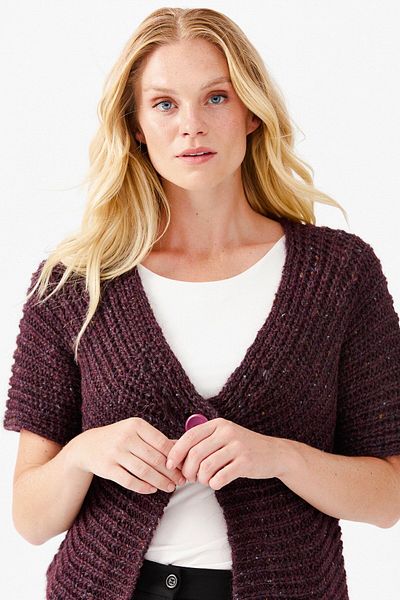 Desen Triko Women's V-Neck Single-Button Short Vest Plum