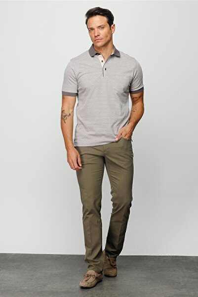 Desen Triko Ανδρικό μπλουζάκι πόλο με τσέπη ζακάρ μπεζ