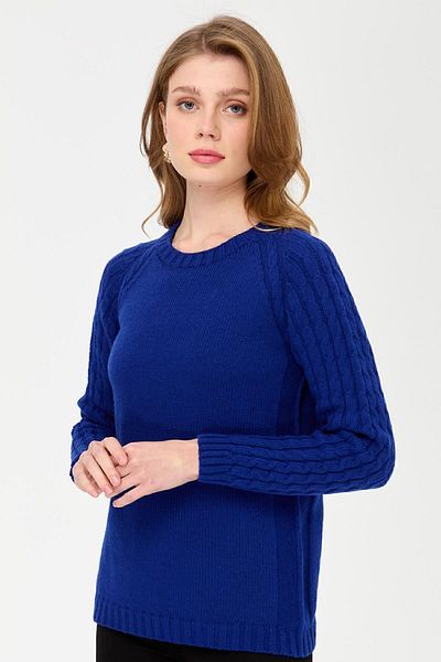 Desen Triko Pulover de lână tricotat cu mânecă și gât pentru femei K.S.Blue