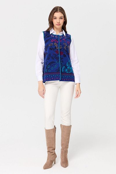 Desen Triko Vestă de lână cu model de iederă cu gât crew
