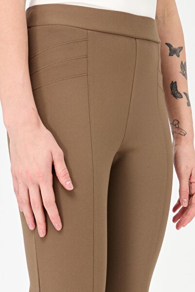 Desen Triko Women's Ribbed Leggings Trousers Camel