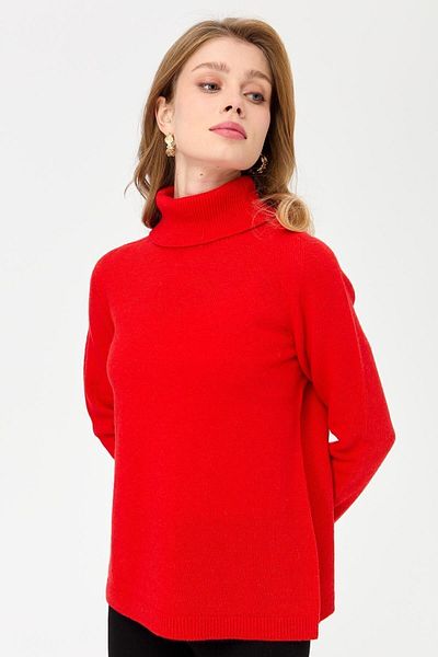 Desen Triko Women's Full Turtleneck Classic Wool Sweater Coral