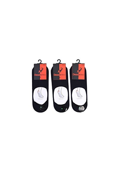 Desen Triko Men's Solid Color Bamboo 3-Piece Ballerina Socks Navy Blue