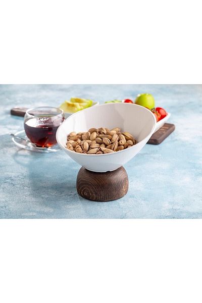 Baby Lock Wooden Leg Thermoset Snack Bowl Salad Pasta Plate Dessert Cake Presentation Plate
