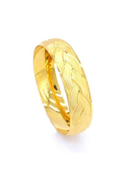 FerizZ Altın Kaplama Örgü Desenli Bilezik 1.5 cm Kalınlık - 7.0 Boy