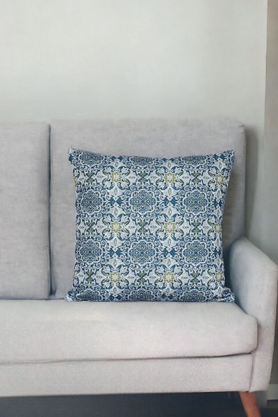 ÖZENEV 43x43 Cm Husă de pernă cu model Decorativ etnic Ikat Damasc Inta-892