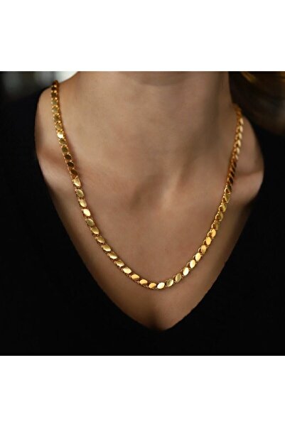 Tezgahtar ACCESSORY Altın Kaplama Pullu Arpa Zincir 60 Cm
