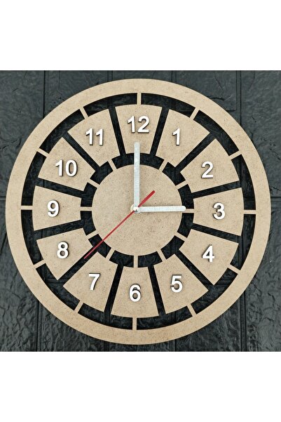 Genel Markalar Ahşap lazer kesim makrome saat 30 cm -HAM RENK-