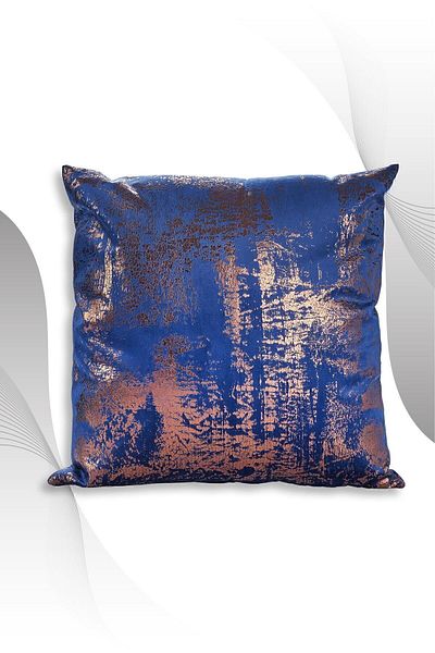 ÖZENEV Navy Blue Copper Throw Pillow Cover Decorative Patterned Velvet Soft Living Room Sofa