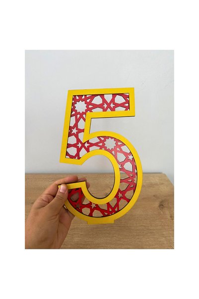 WoodenZoo 5 Years Old Birthday Table Decor (Galatasaray Themed Yellow-Red)