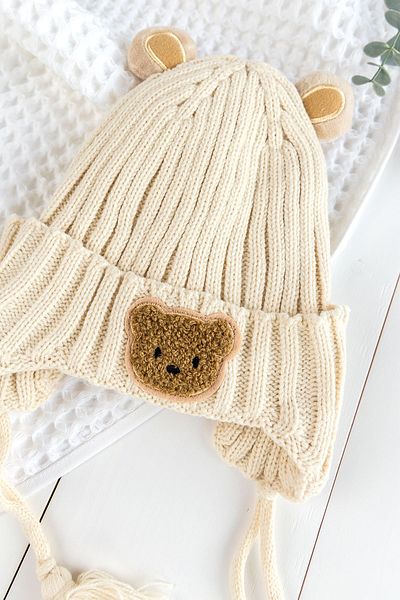 Babymod Set de mănuși eșarfă beanie cu ursuleț de pluș pentru băiat de 1-4 ani