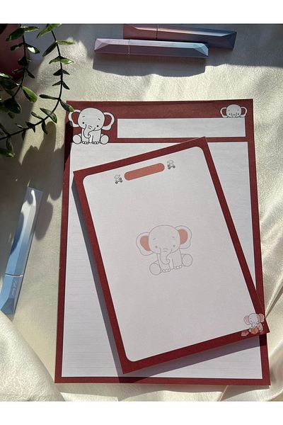 Mirya Notes A4-A5 Elephant Patterned 2-Piece Notepad Set - Notepad and Notepad