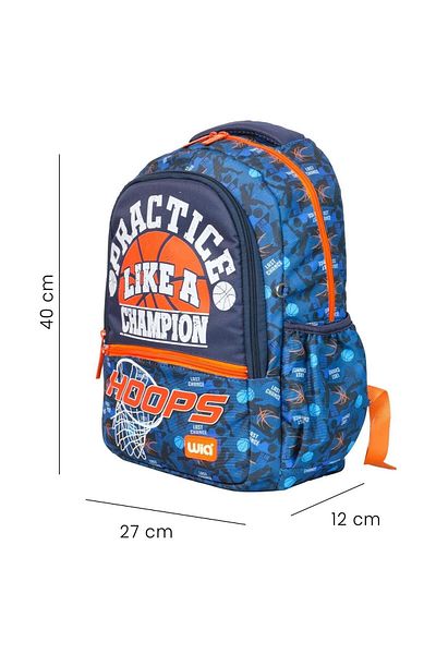 Wia 3 Compartment Basketball School Backpack Navy Blue