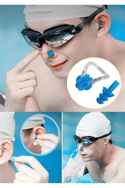 MAİN SHOP مجموعة سدادات الأذن والأنف للسباحين مجموعة سدادات الأذن والأنف البحرية M-218