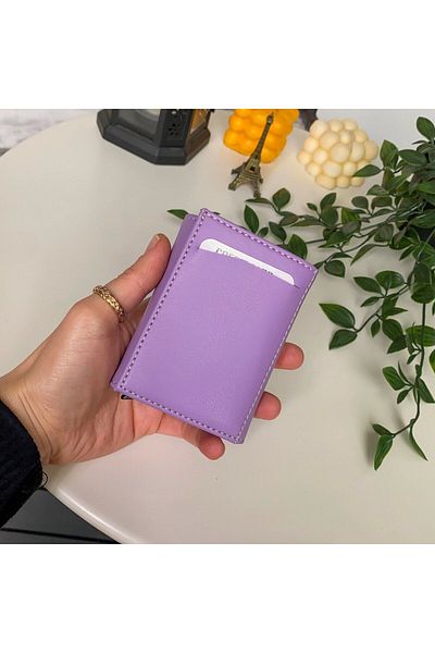 Modica Laura Original - Vegan Leather, Rfid Protected, Mechanized Card Holder Lilac Wallet