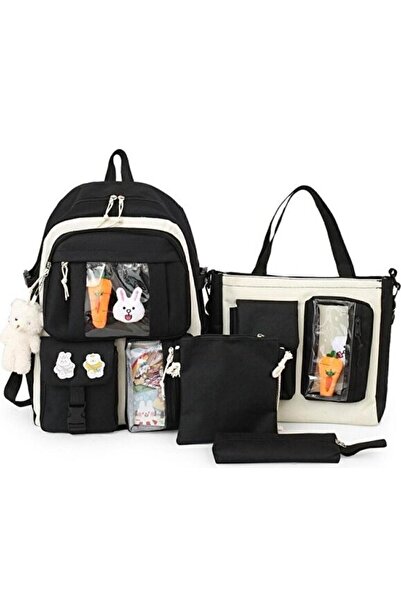 AYVİ Kore Tarzı Aksesuarlı Okul Sırt Çantası Seti srtçntst
