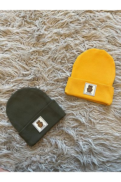 enes baby Flexible Ribbed - Pack of 2 Bear Beret