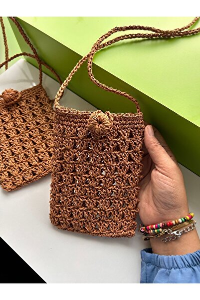 marifetli tığım Kağıt ip telefon çantası , örgü telefon çantası , elişi çanta