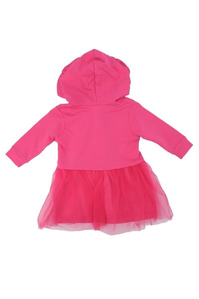 Bebelop Kız Bebek Unicorn Baskılı Kapüşonlu Penye Tüllü Elbise