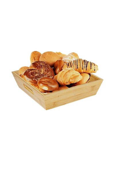 GUNES ZUCCACIYE Luxury Bamboo Square Bread Bowl/Fruit Bowl - Large Design