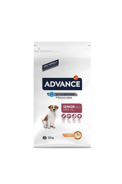 Advance mini senior 8+ yaş tavuklu küçük ırk yaşlı köpek maması 3kg ileri yaşta köpek için