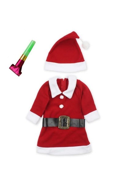 Hippo Kız Çocuk Kırmızı Noel Anne Yılbaşı Elbisesi Kostümü