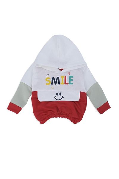 Bebelop Baby Girl Smile Print Hooded 2-Piece Top and Bottom Tracksuit Set