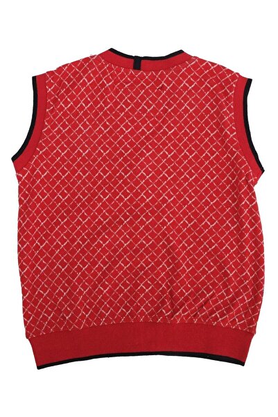 Bebelop Sleeveless and Buttoned Diamond Patterned Sweater