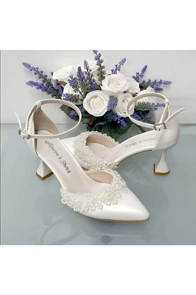 Almera's Shoes Women's Pearl Detailed 7cm Bridal Shoes