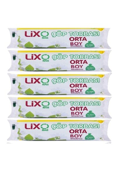 LİXOBAG كيس قمامة قوي متوسط الحجم مكون من 5 قطع - 20 قطعة