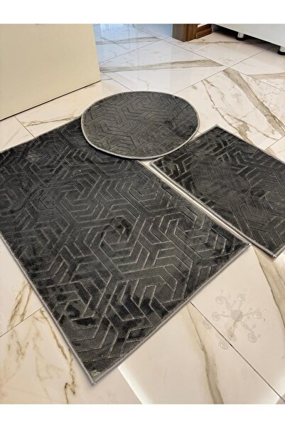 RARE HARMONY 3-piece BATH MAT SET ANTHRACITE(60x100-60x60-60x40)