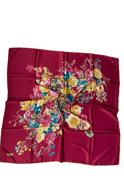 PİRAMİT Avona Pyramid 90Cmx90Cm Fuchsia Floral Pattern Digital Printed Scarf Es-23