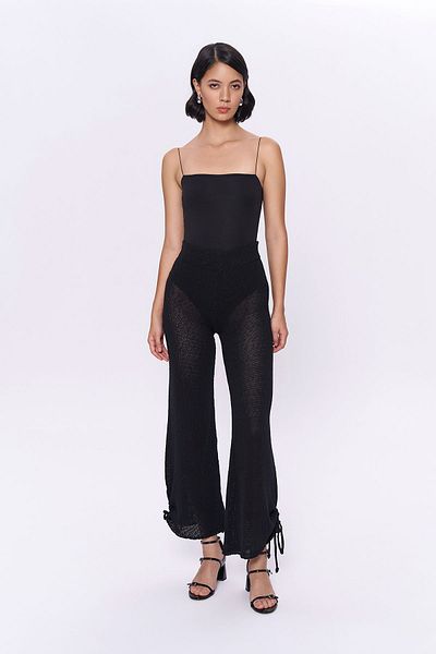 Quzu Black Knitwear Trousers - Bird Eye Detail