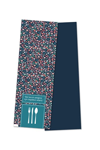 Balkan Kuşe Kağıt Çatal Kaşık Bıçak Kılıfı 1000 Adet - 8cm X 24cm (Çiçekli De...
