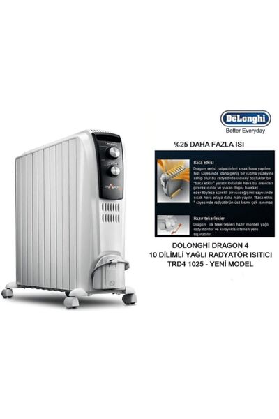 DELONGHİ Trd4 1025 1500 - 2500 W 10 Dilim Yağlı Radyatör Beyaz