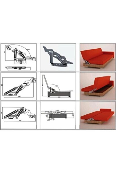 Sefa Kanepe Çekyat Tamir Yenileme Makas Mekanizması Büyük Japon 1 Çift Sağ Sol