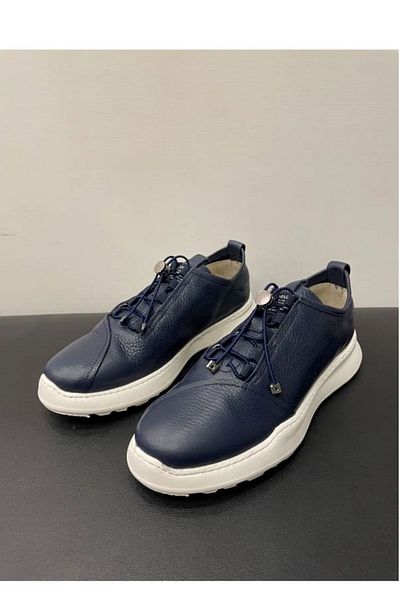JAMES FRANCO 9771 Model Navy Blue Men's Genuine Leather Shoes