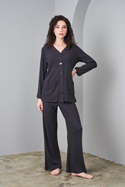PJS 24575 Kadın Yumoş Düğmeli Pijama Takım