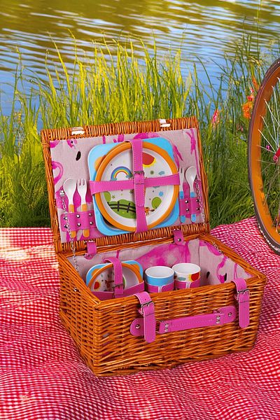 Perotti Kids Picno 2-Piece Wicker Picnic Basket - Portable with Accessory Basket