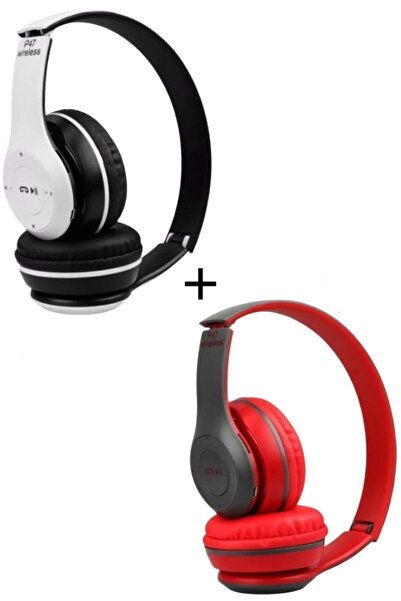 Genel Markalar (ÇKR) 2 Adet P47 Extra Bass Wireless Bluetooth Kulaklık 5.1 Ed...