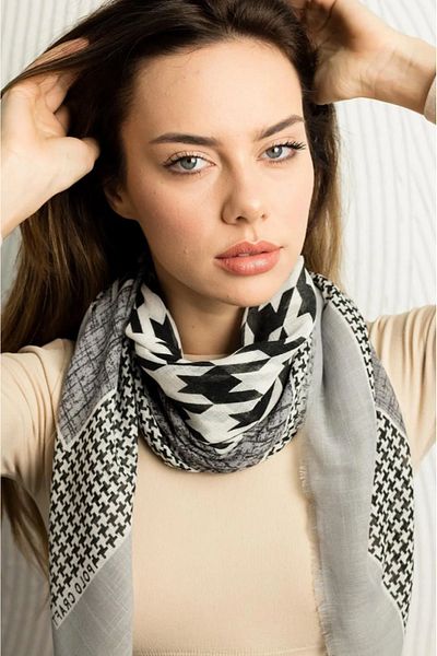 Modex Polo Craft Cotton Houndstooth Patterned Colorful Scarf Scarf (Size: 100X100)